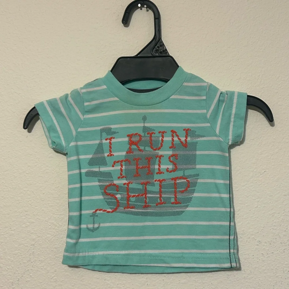 Carter's Mint Green Striped Tee with Nautical Print